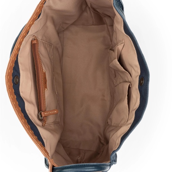 Los Feliz , the Sak Elegant Blue Leather Shoulder tote bag. - Picture 9 of 13